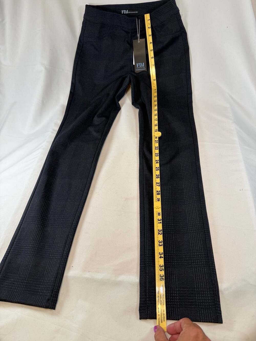 FDJ French Dressing Jeans Pull-On Slim Leg Pants Size 2 Navy Check Workwear Heri - Picture 6 of 10